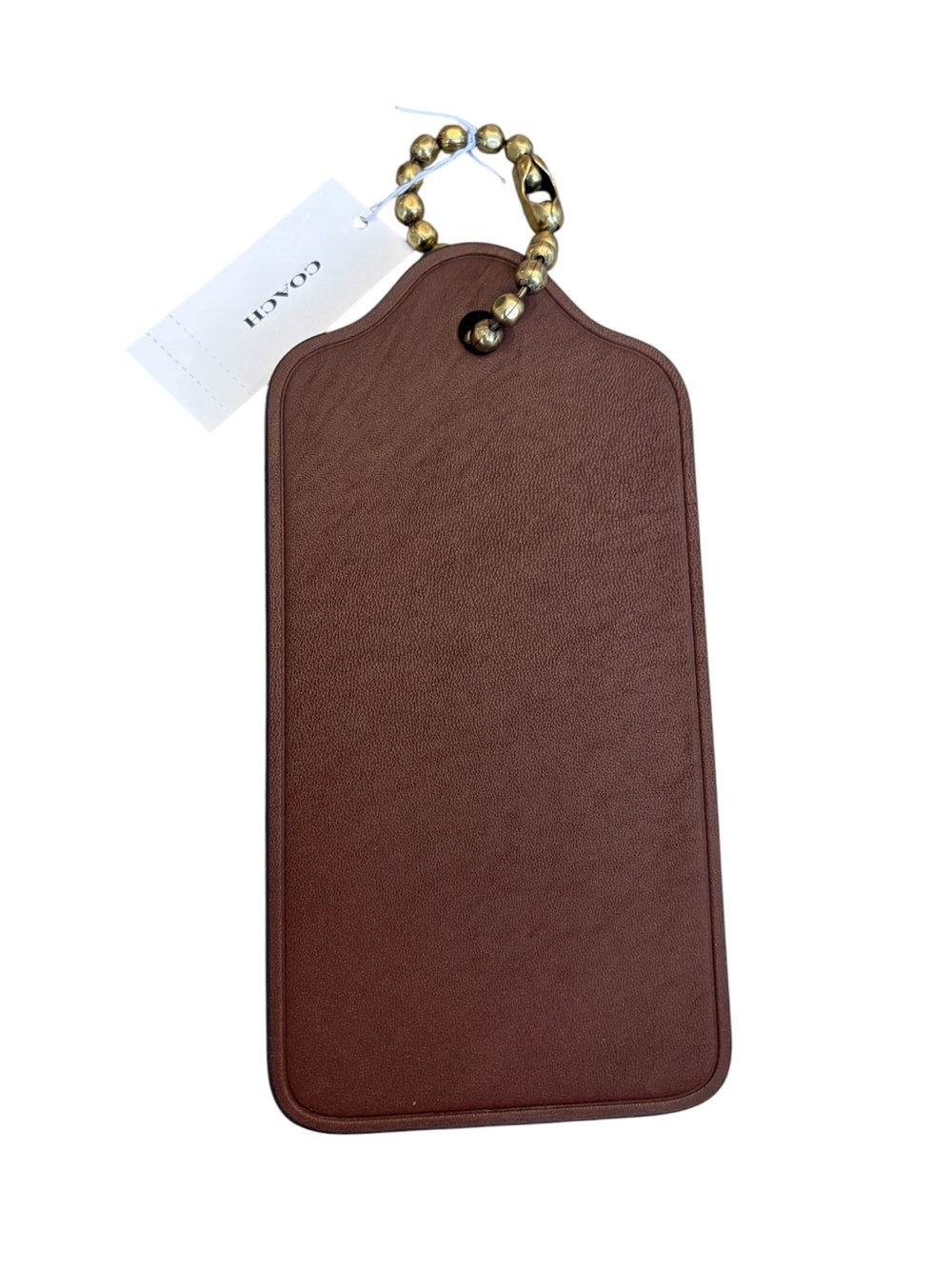 Coach XL Extra Large Leather Hangtag in Dark Brown CBR57 NWT - Picture 2 of 2